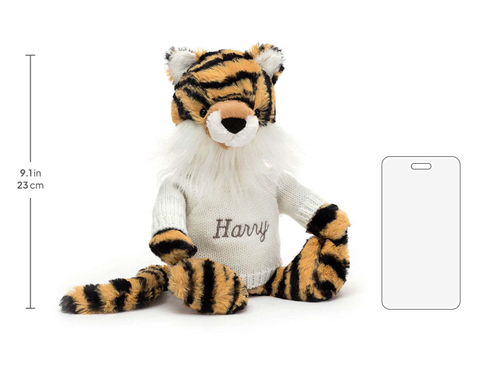Bashful Tiger with Personalized Cream Jumper
