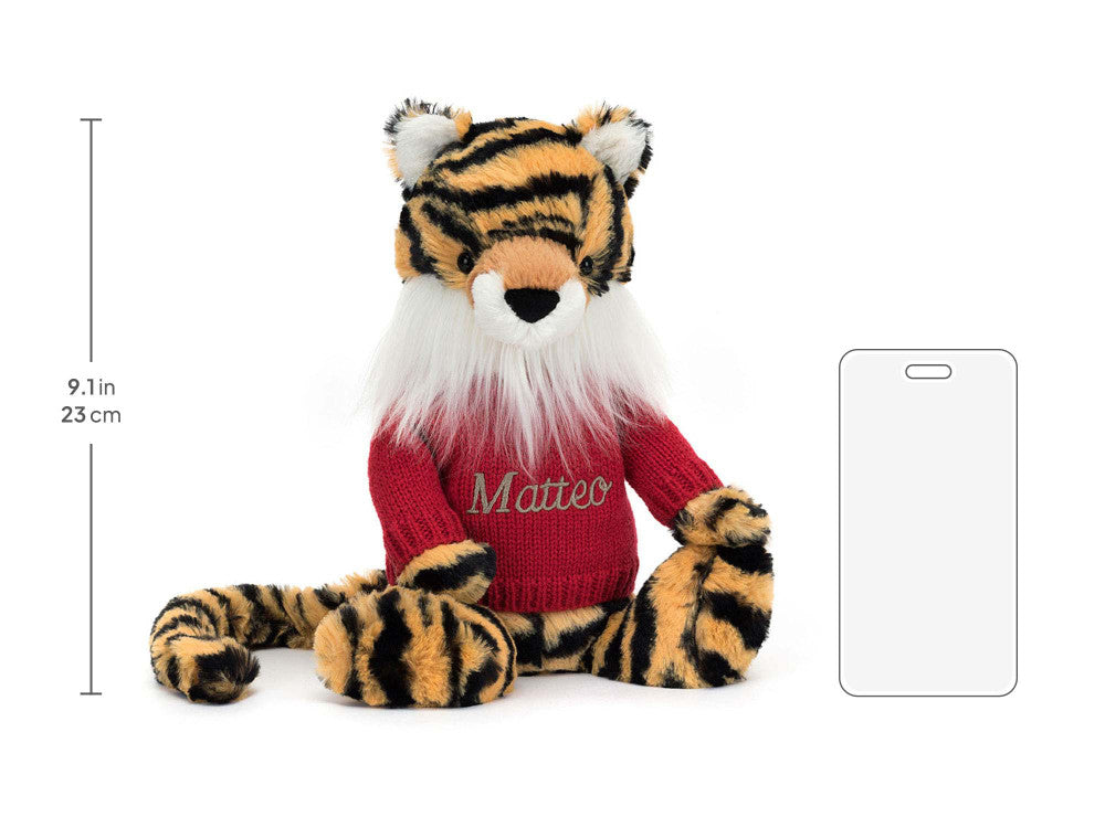 Bashful Tiger with Personalized Red Jumper